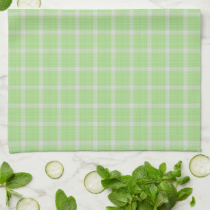 Bright Spring Green Gingham Plaid Tea Towel