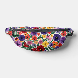 Bright Spring Pansies Floral Garden Pattern Bum Bags