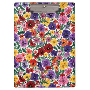 Bright Spring Pansies Floral Garden Pattern Clipboard