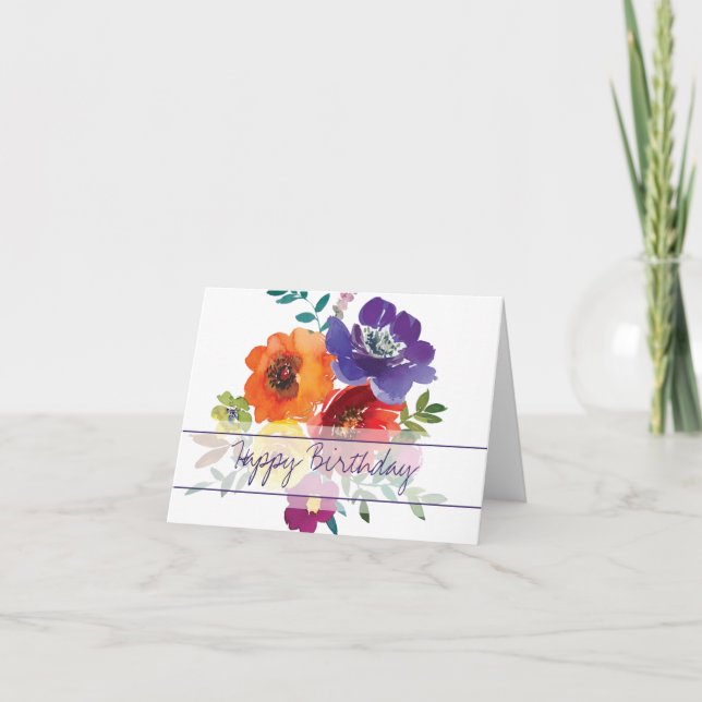 Bright spring watercolor floral card (Front)