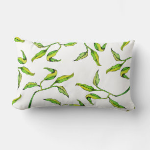 Bright Spring Watercolor Foliage Lumbar Cushion