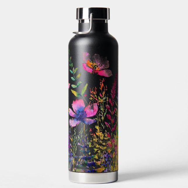 Bright spring wildflowers water bottle (Right)
