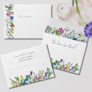 Bright Spring Wildflowers Wedding Envelope