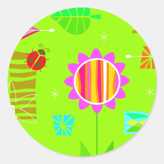 Bright Springy Pattern Classic Round Sticker (Front)