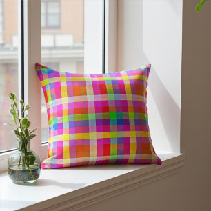 Bright Squares of Rainbow Colours Cushion