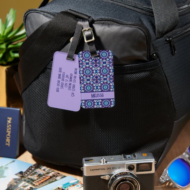 Bright - Stain Glass Bloom #2  Luggage Tag (Front & Back)