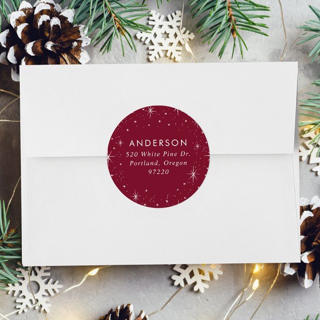 Bright Star Cranberry Holiday Return Address Label (Creator Uploaded)
