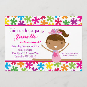 Bright Star Gymnasts Birthday Party Invitation