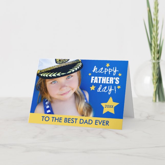Bright Stars Father's Day Photo Greeting Card (Front)