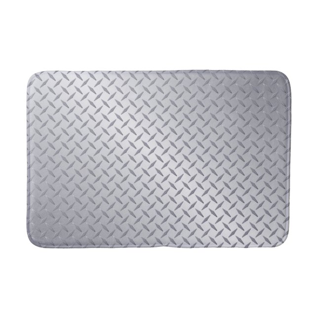Bright Steel Diamond Plate Look Bath Mat (Front)