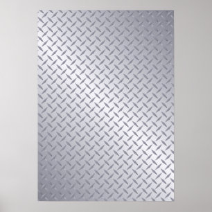 Bright Steel Diamond-Plate Pattern Poster