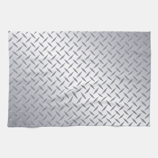 Bright Steel Diamond Plate Tea Towel (Horizontal)