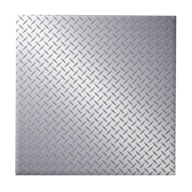 Bright Steel Diamond Plate Tile (Front)