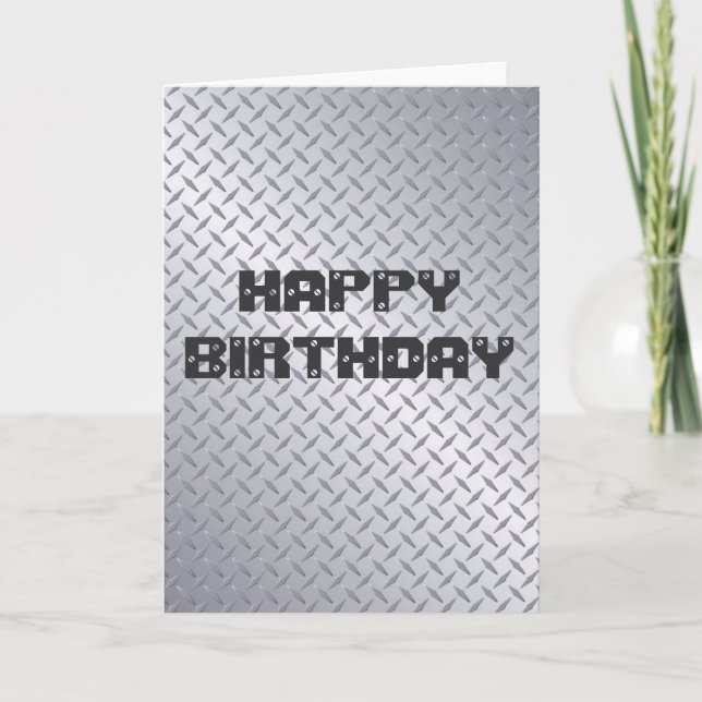 Bright Steel Diamondplate Birthday Card (Front)