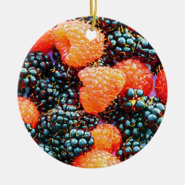 "Bright Strawberry" Cute Photo. Buy Now Ceramic Tree Decoration (Front)