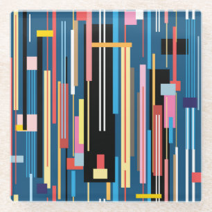 Bright Stripe Abstract Pattern Glass Coaster