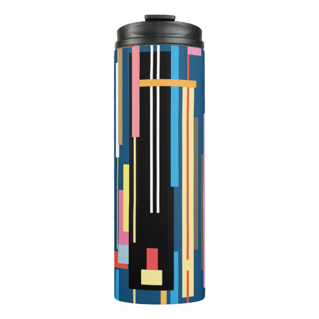 Bright Stripe Abstract Pattern Thermal Tumbler (Front)