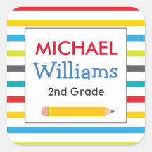 Bright Stripe School Labels