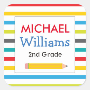 Bright Stripe School Labels