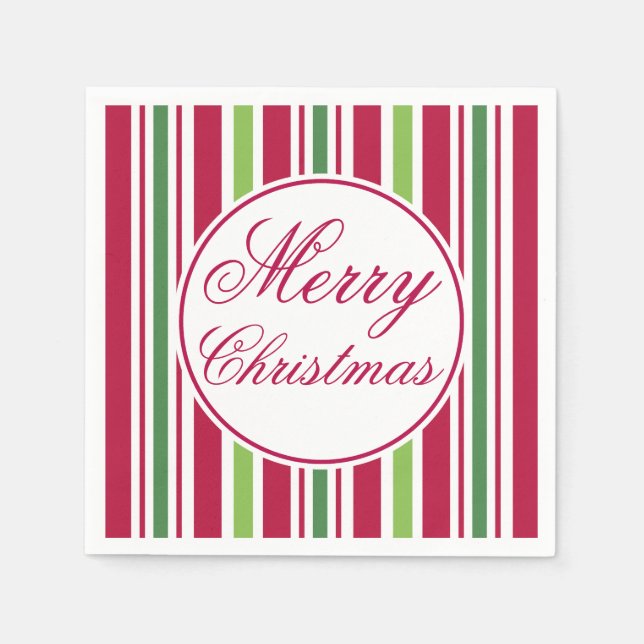 Bright Striped Merry Christmas Napkins (Front)