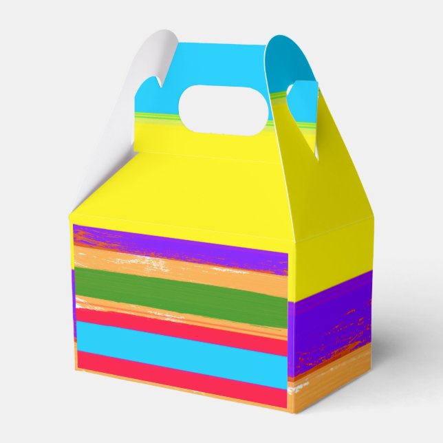 Bright Stripes Fiesta Cinco De Mayo Birthday Party Favour Box (Front Side)