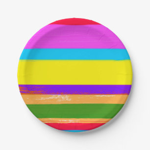 Bright Stripes Fiesta Cinco De Mayo Birthday Party Paper Plate