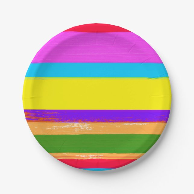 Bright Stripes Fiesta Cinco De Mayo Birthday Party Paper Plate (Front)