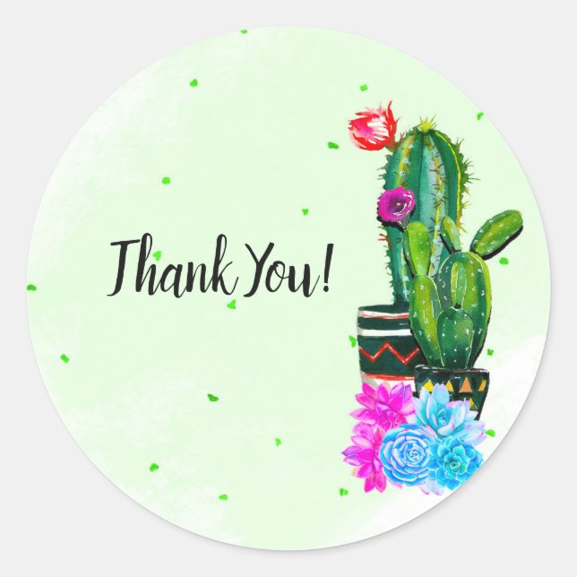Bright Stripes Fiesta Succulents Cinco de Mayo Classic Round Sticker (Front)