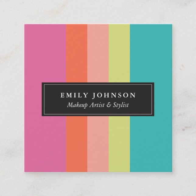 Bright Stripes Square Business Card (Front)