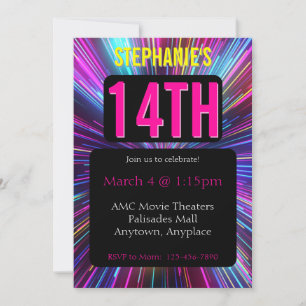 Bright Strobe Light Birthday Invitation