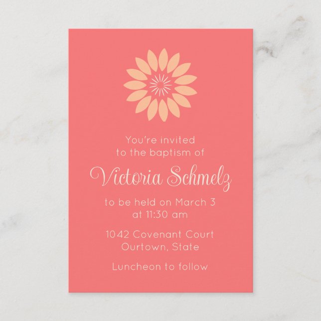 Bright Stylised Sunflower Feminine Baptism (Front)