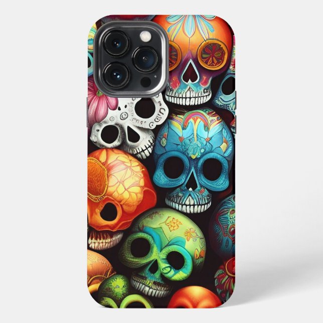 Bright Sugar Skulls iPhone Case (Back)