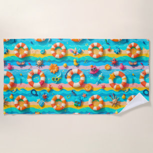 🌞 Bright Summer Beach Pattern Vibes 🌊 Towel