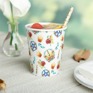 Bright Summer Beltane Maypole & Pentacles Sabbat Paper Cups