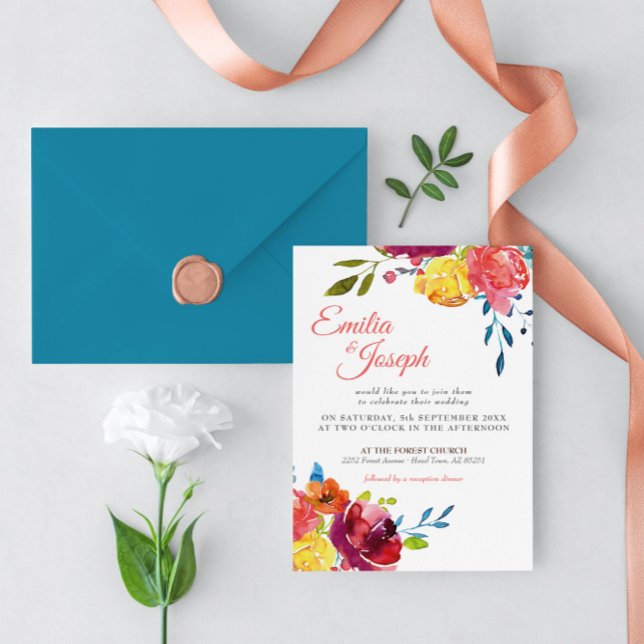 Bright Summer colourful classic floral Wedding I  Invitation (Creator Uploaded)