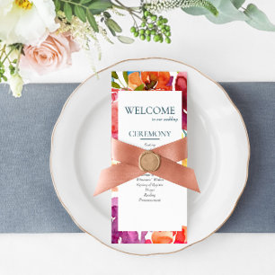 Bright Summer colourful custom Wedding Program Programme