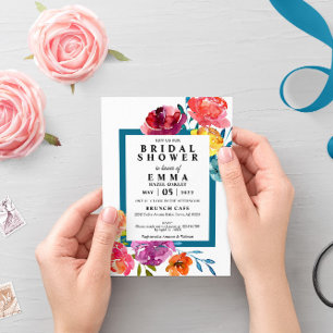 Bright Summer colourful modern Bridal Shower Invit Invitation