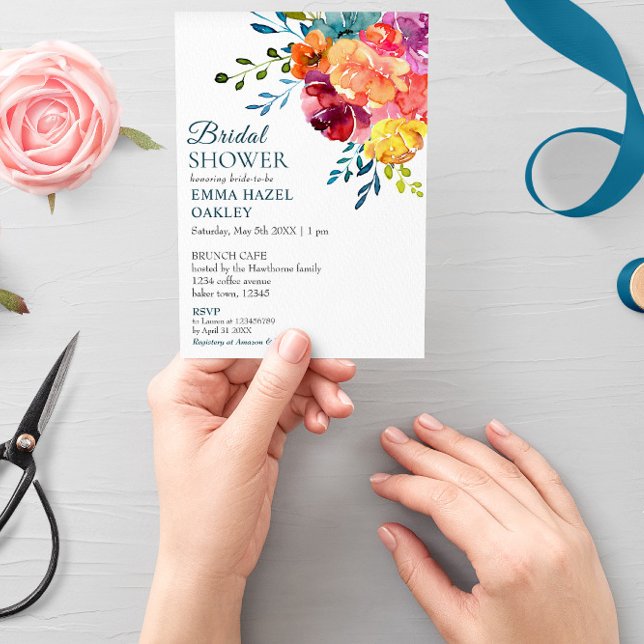 Bright Summer colourful modern Bridal Shower Invit Invitation (Creator Uploaded)