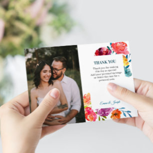 Bright Summer colourful Photo Wedding "Thank you" Save The Date
