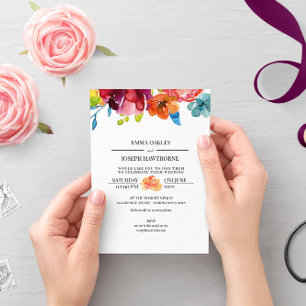 Bright Summer colourful romantic floral Wedding I  Invitation