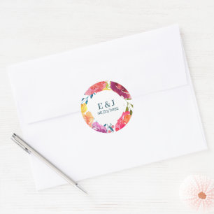 Bright Summer colourful turquoise Wedding Sticker