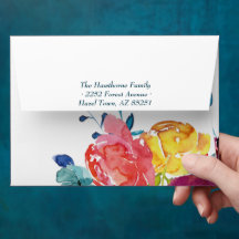 Bright Summer colourful Wedding Envelope