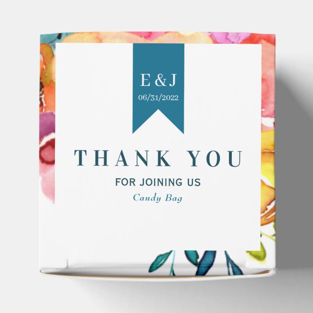 Bright Summer colourful Wedding Favour Bag Box (Top)