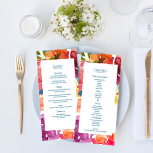 Bright Summer colourful Wedding Flat Menu & Drinks