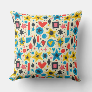 Bright summer colours marker stars, hearts, rhombu cushion