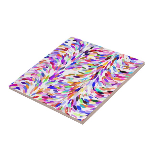 Bright Summer Colours Paint Splatter Pattern Tile (Side)