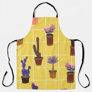Bright summer cute Cactus in many kind of pots on Apron