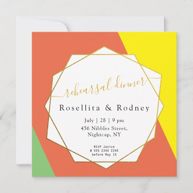 Bright Summer Digital Wedding Rehearsal Dinner  Invitation (Front)