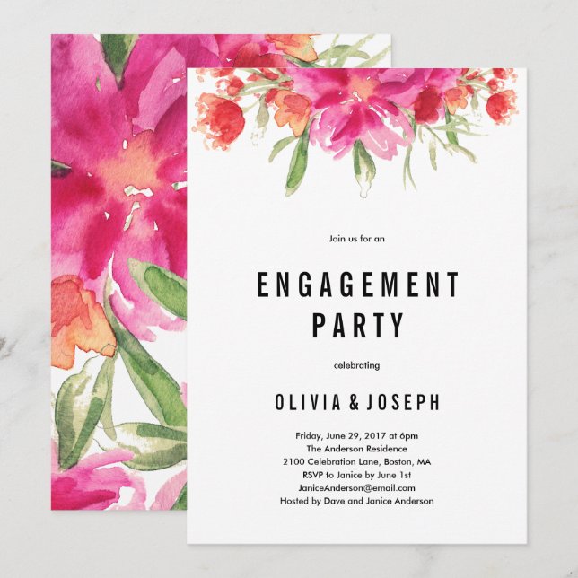 Bright Summer Engagement Party Invitation (Front/Back)