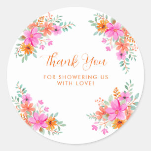 Bright summer floral baby shower thank you sticker